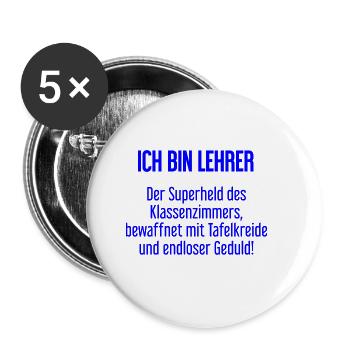 Lehrer - Der Superheld des Klassenzimmers! - Buttons groß 56 mm (5er Pack) - Weiß - Vorne
