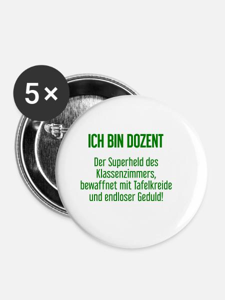 Dozent - Der Superheld des Klassenzimmers! - Buttons groß 56 mm (5er Pack) - Weiß