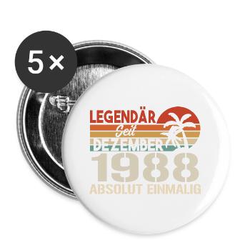 Legendär Seit Dezember 1988 Absolut Einmalig 1988 - Buttons groß 56 mm (5er Pack) - Weiß - Vorne
