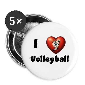 I love Volleyball - Buttons groß 56 mm (5er Pack) - Weiß - Vorne