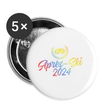 Masque de ski coloré après-ski 2024 - Lot de 5 grands badges (56 mm) - blanc - Devant