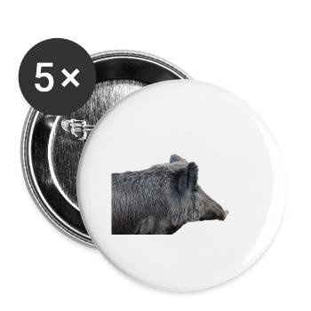 Sanglier Sanglier Porc Truie Cochon - Lot de 5 grands badges (56 mm) - blanc - Devant