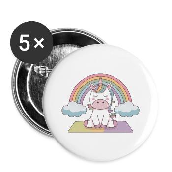 licorne de yoga - Lot de 5 grands badges (56 mm) - blanc - Devant