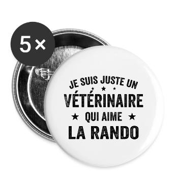 Fier d’être Vétérinaire et Passionné de Randonnée - Lot de 5 grands badges (56 mm) - blanc - Devant
