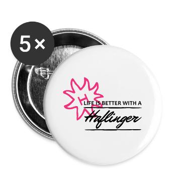 Haflinger - better life - Buttons groß 56 mm (5er Pack) - Weiß - Vorne