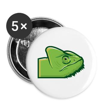 Cadeau vert vert caméléon lézard tête de lézard - Lot de 5 grands badges (56 mm) - blanc - Devant