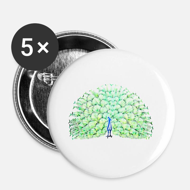 peacock - Buttons large 2.2''/56 mm (5-pack) - white