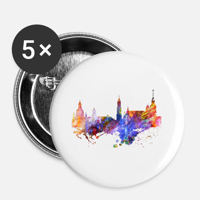 Dresden Skyline - Buttons groß 56 mm (5er Pack) - Weiß