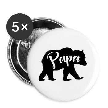Papa Père Bear - Lot de 5 grands badges (56 mm) - blanc - Devant