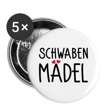 Schwabenmädel - Buttons groß 56 mm (5er Pack) - Weiß - Vorne