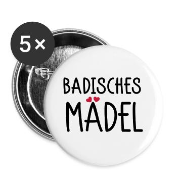 Badisches Mädel - Buttons groß 56 mm (5er Pack) - Weiß - Vorne
