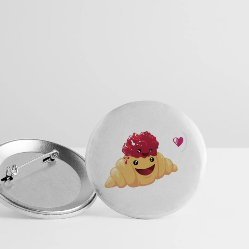 Beste Freunde oder Liebe? Croissant & Marmelade Buttons groß 56 mm (5er Pack)