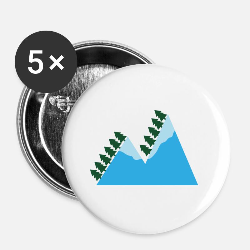 Berge - Buttons groß 56 mm (5er Pack) - Weiß