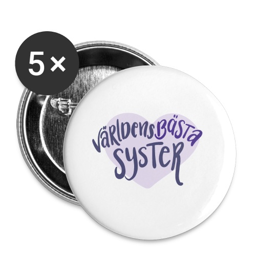 Världens bästa Syster - Stora knappar 56 mm (5-pack)