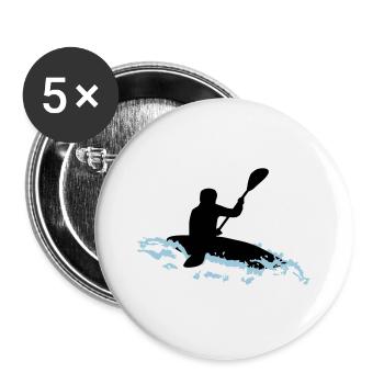 Wildwasser Kajak, Kanu - Buttons groß 56 mm (5er Pack) - Weiß - Vorne