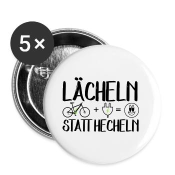 Ebike E-Bike Pedelec Geschenk Fahrrad eMTB - Buttons groß 56 mm (5er Pack) - Weiß - Vorne
