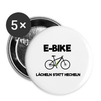 Ebike E-Bike Pedelec Geschenk Fahrrad eMTB - Buttons groß 56 mm (5er Pack) - Weiß - Vorne