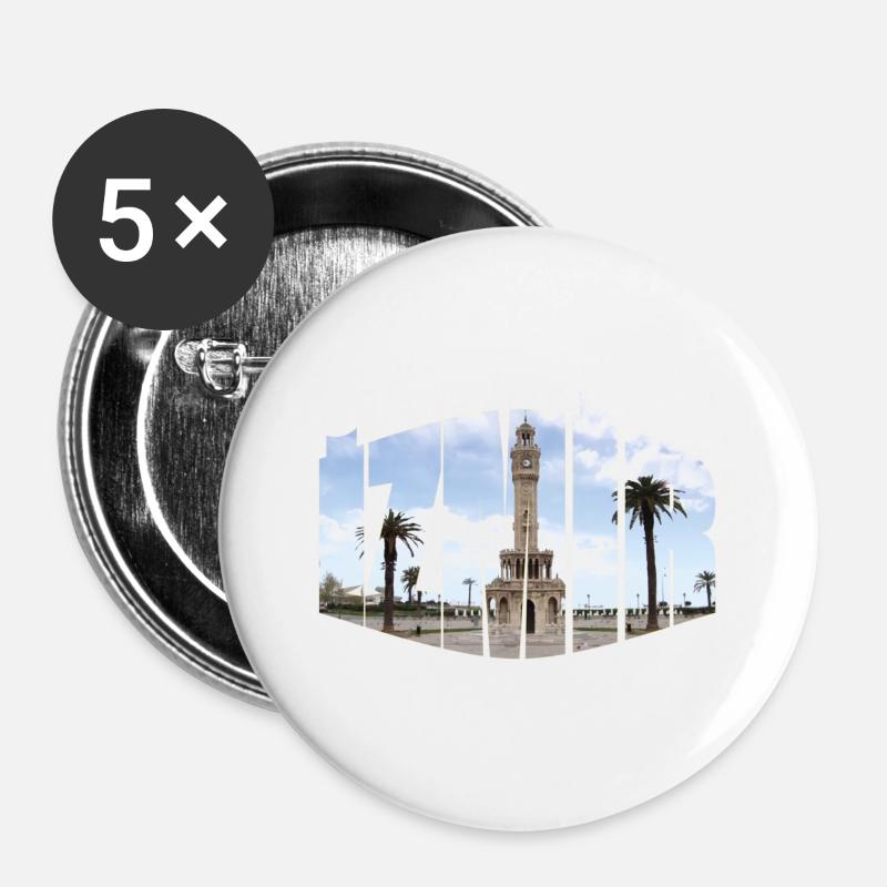 Izmir clock tower - Buttons large 2.2''/56 mm (5-pack) - white
