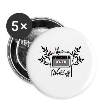 World on Music off - Buttons large 2.2''/56 mm (5-pack) - white - Front