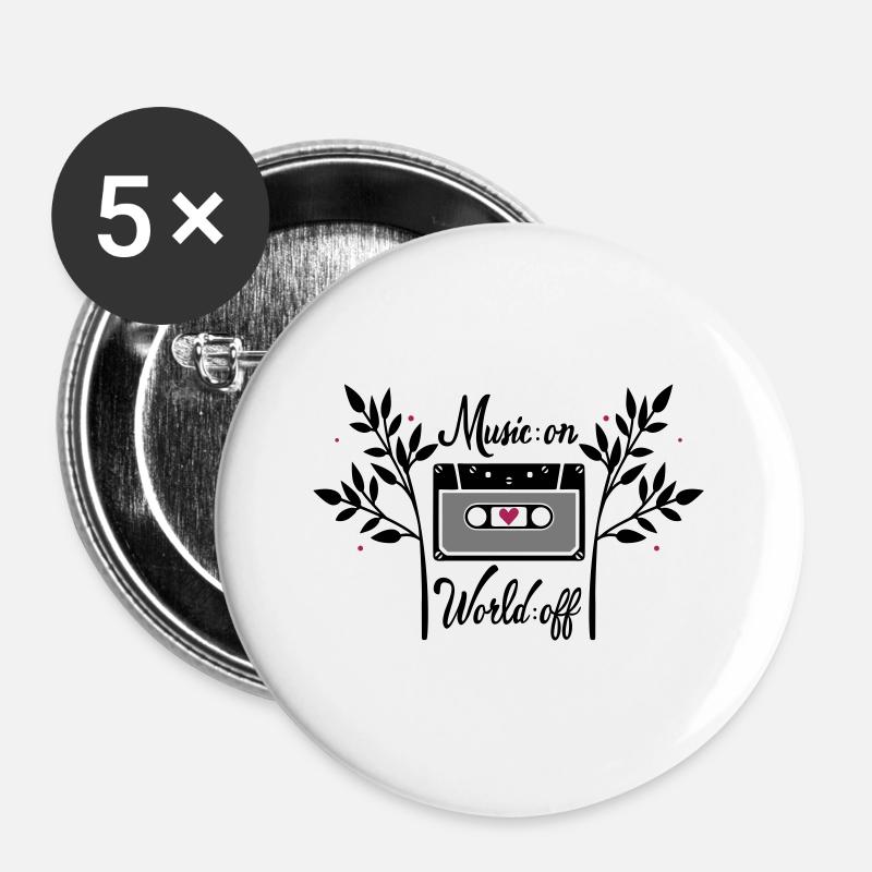 World on Music off - Buttons large 2.2''/56 mm (5-pack) - white