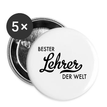 Bester Lehrer der Welt - Buttons groß 56 mm (5er Pack) - Weiß - Vorne