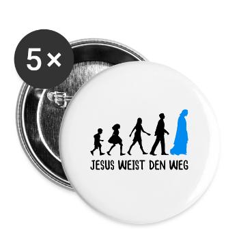 Jesus Weist Den Weg - Buttons groß 56 mm (5er Pack) - Weiß - Vorne