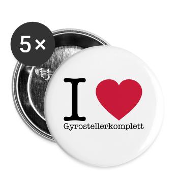 I Love Gyrosteller komplett - Buttons groß 56 mm (5er Pack) - Weiß - Vorne