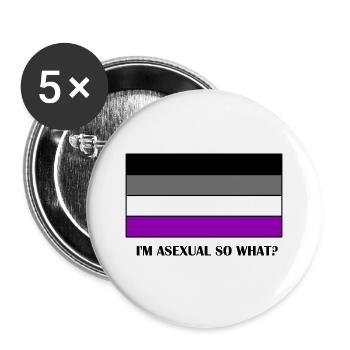 Je suis Asexuel et Ace drapeau LGBTQ Asexuel - Lot de 5 grands badges (56 mm) - blanc - Devant