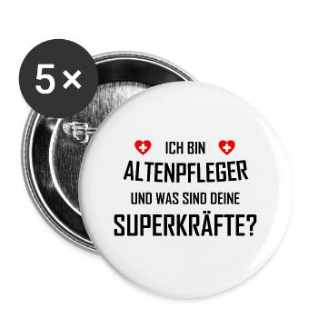 Altenpfleger - Buttons groß 56 mm (5er Pack) - Weiß - Vorne