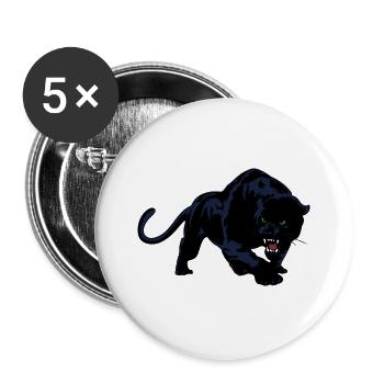 Schwarzer Panther oder Jaguar Wildkatze - Buttons groß 56 mm (5er Pack) - Weiß - Vorne