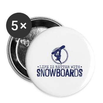 Snowboard Snowboarding Snowboard Holiday Snowboarder - Buttons large 2.2''/56 mm (5-pack) - white - Front