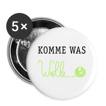 Komme was Wolle - Buttons groß 56 mm (5er Pack) - Weiß - Vorne