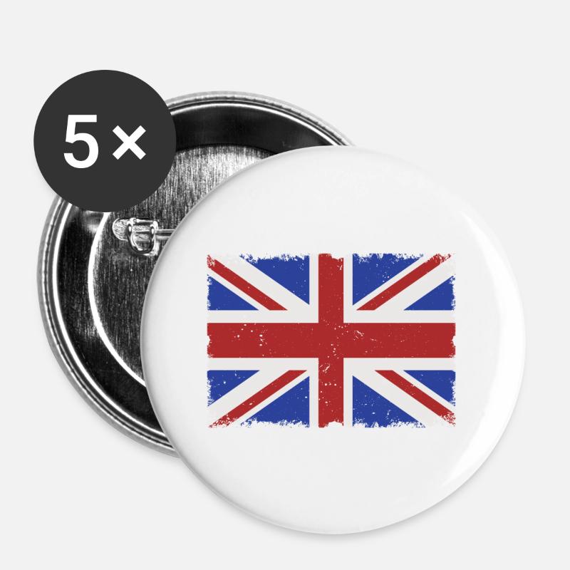 Grunge UK flag - Buttons large 2.2''/56 mm (5-pack) - white