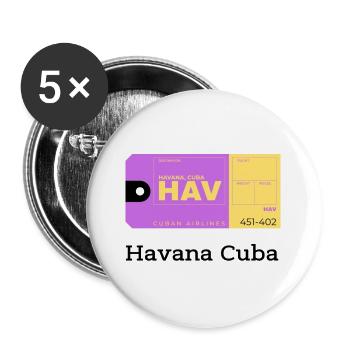 Havana Cuba - Buttons large 2.2''/56 mm (5-pack) - white - Front