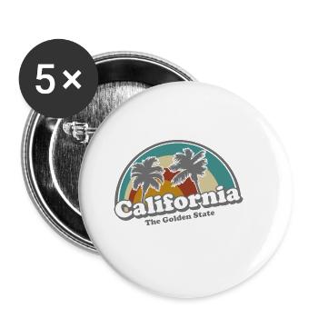 California Retro Surfer Regenbogen vintage 70er - Buttons groß 56 mm (5er Pack) - Weiß - Vorne