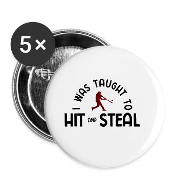 Baseball - Buttons groß 56 mm (5er Pack) - Weiß - Vorne