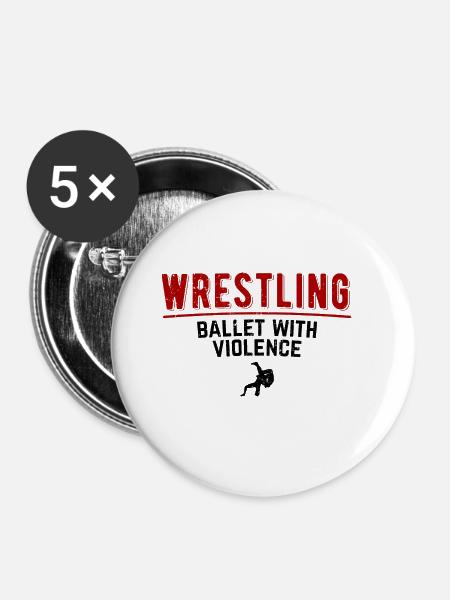Grappling Martial Arts Wrestling - Buttons groß 56 mm (5er Pack) - Weiß