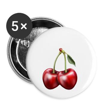 Cherries - Buttons large 2.2''/56 mm (5-pack) - white - Front