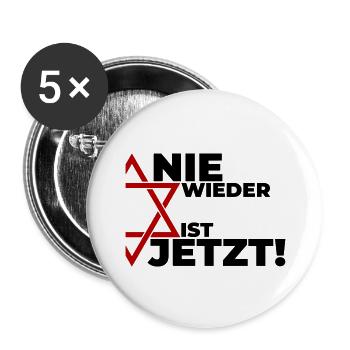 Nie wieder ist jetzt - Buttons groß 56 mm (5er Pack) - Weiß - Vorne