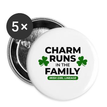 Irish Girl Lineage: Familienzauber St. Patricks Day - Buttons groß 56 mm (5er Pack) - Weiß - Vorne