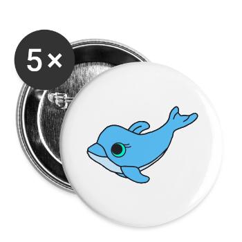 Süßer Delfin - Buttons groß 56 mm (5er Pack) - Weiß - Vorne
