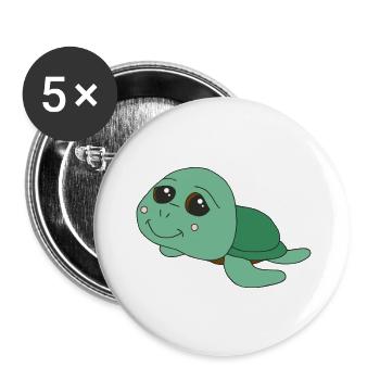 Kleine süße Schildkröte - Buttons groß 56 mm (5er Pack) - Weiß - Vorne