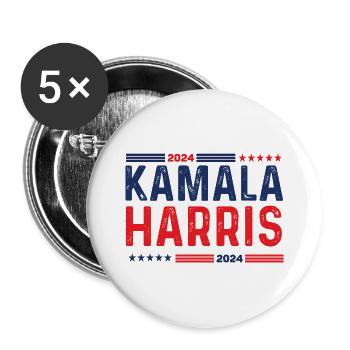 KAMALA HARRIS America - Buttons large 2.2''/56 mm (5-pack) - white - Front