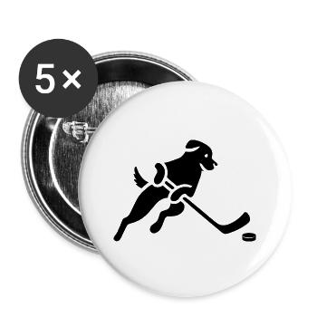 Hund Labrador Eishockey Silhouette Minimalistisch - Buttons groß 56 mm (5er Pack) - Weiß - Vorne