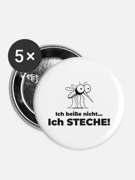 Stechmücke - Buttons groß 56 mm (5er Pack) - Weiß