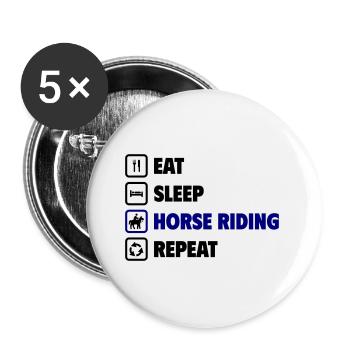 Eat Sleep Horse Riding Repeat - Buttons large 2.2''/56 mm (5-pack) - white - Front