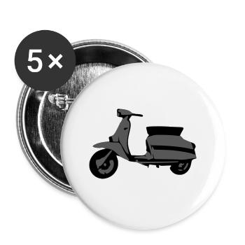 Motorroller Roller Blechroller - Buttons groß 56 mm (5er Pack) - Weiß - Vorne