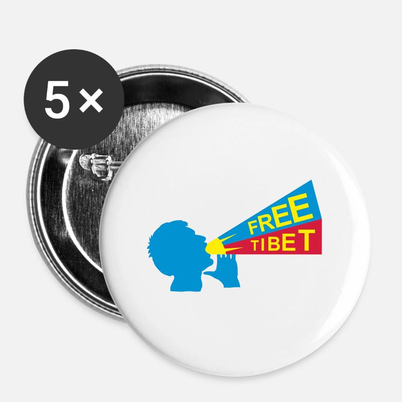free tibet - Buttons large 2.2''/56 mm (5-pack) - white