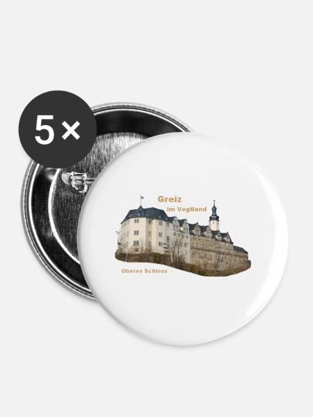 Greiz Oberes Schloss - Buttons groß 56 mm (5er Pack) - Weiß