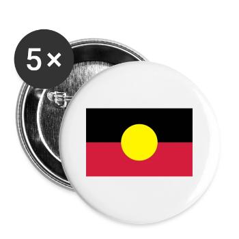 Fahne Flagge Aborigines - Buttons groß 56 mm (5er Pack) - Weiß - Vorne